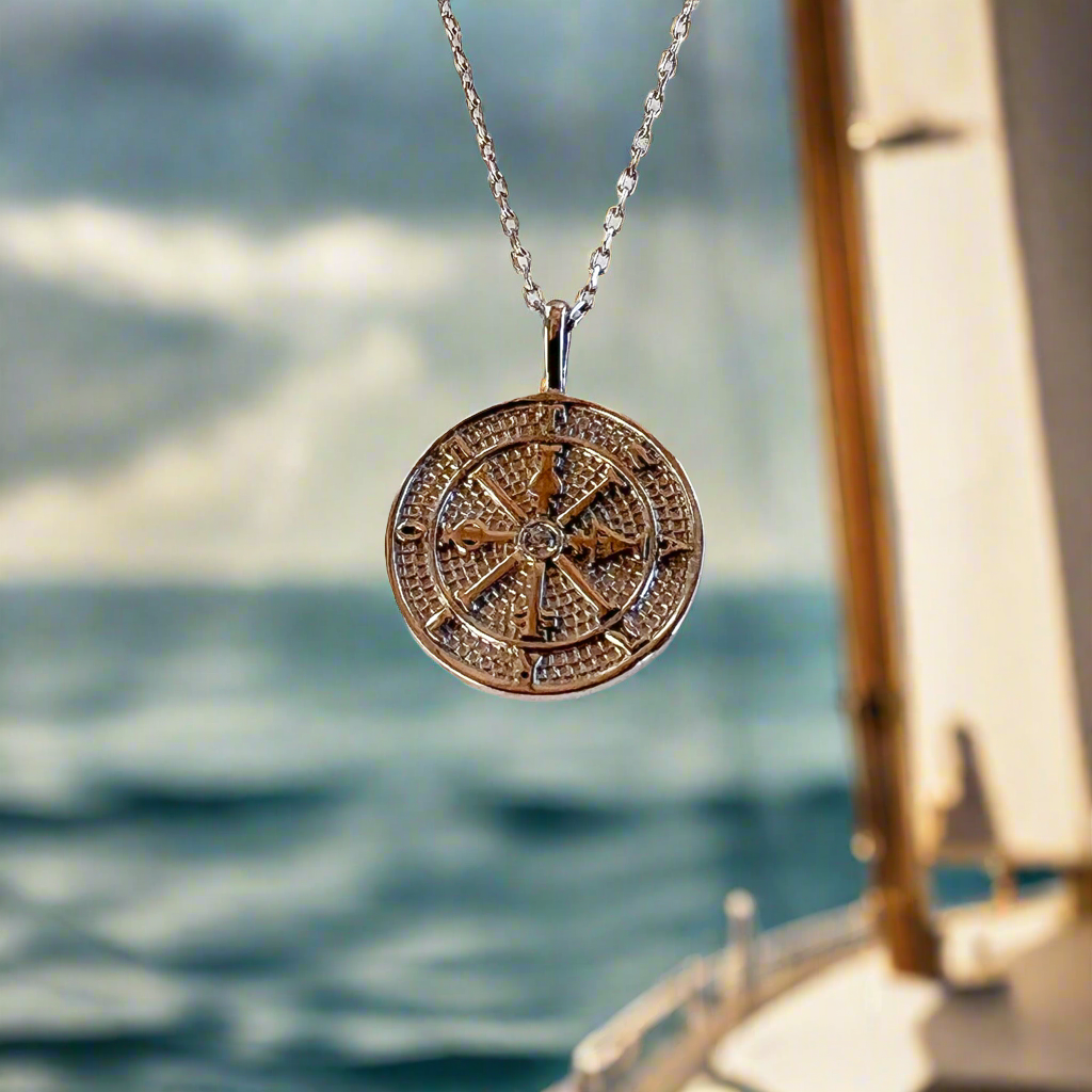 Compass Coin Necklace | Sterling Silver