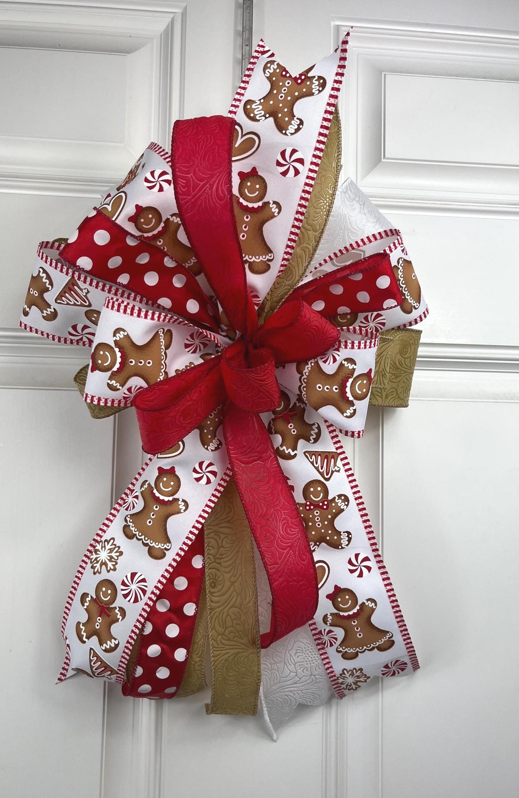 Gingerbread Man Christmas Wreath | Peppermint Door Decor by Bouge Creations, view 5