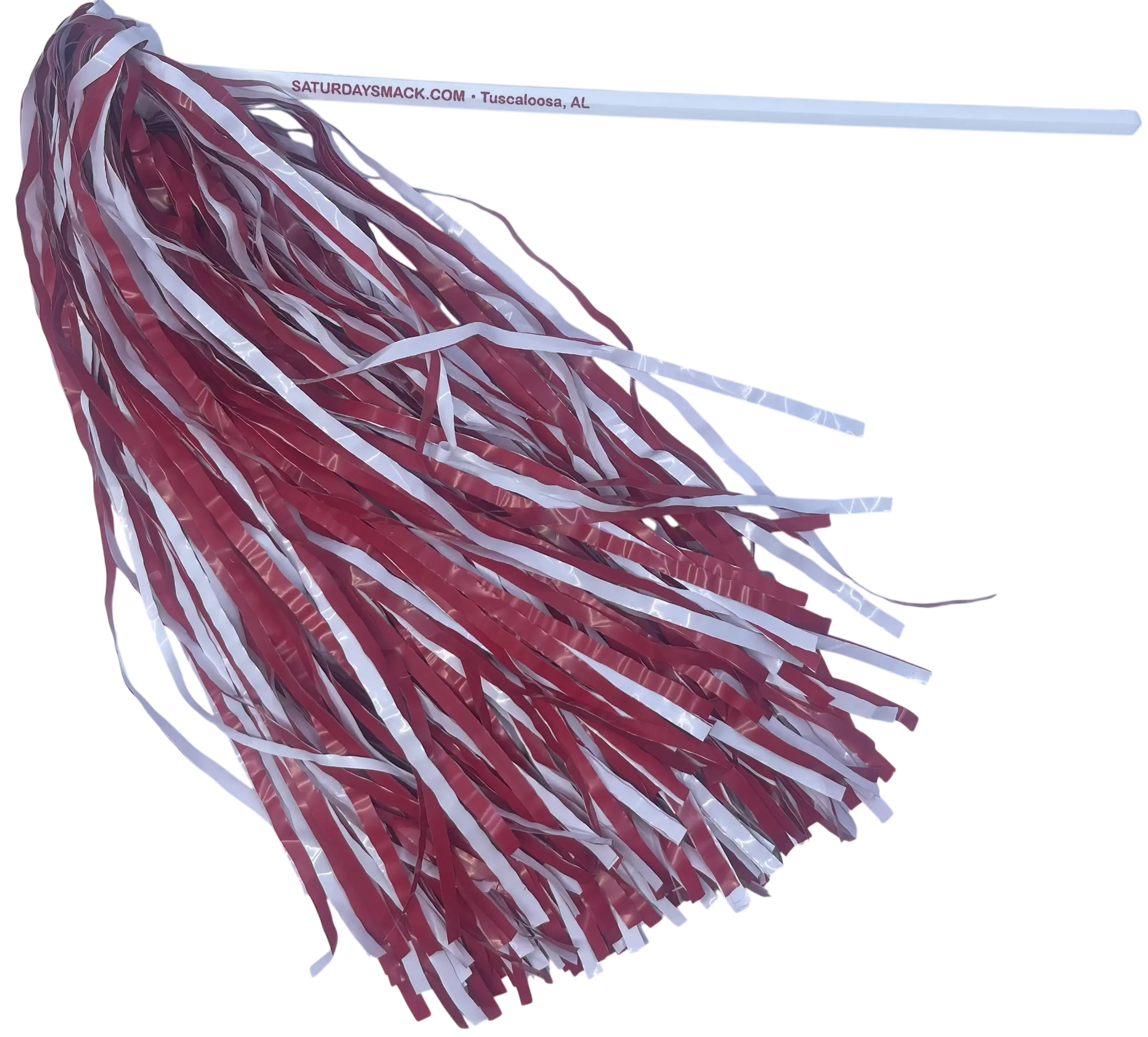 10 count crimson and white pom-pom shakers for Alabama fans