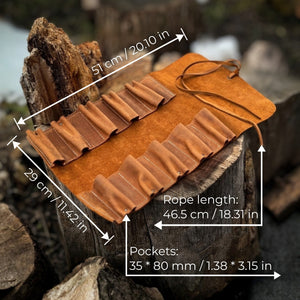 10 Pocket Leather Tool Roll