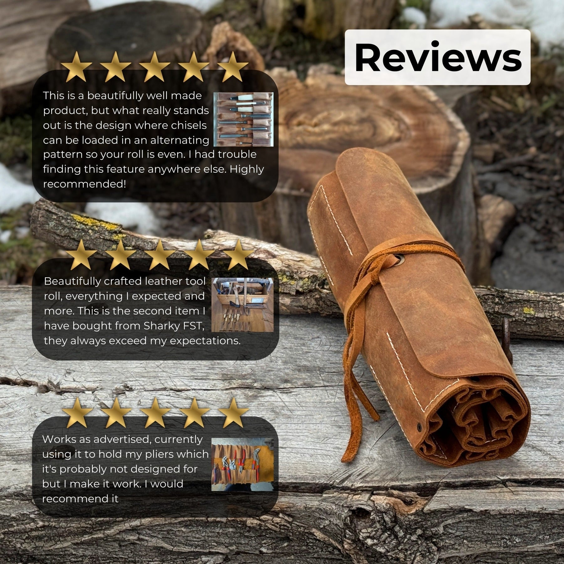 10 Pocket Leather Tool Roll