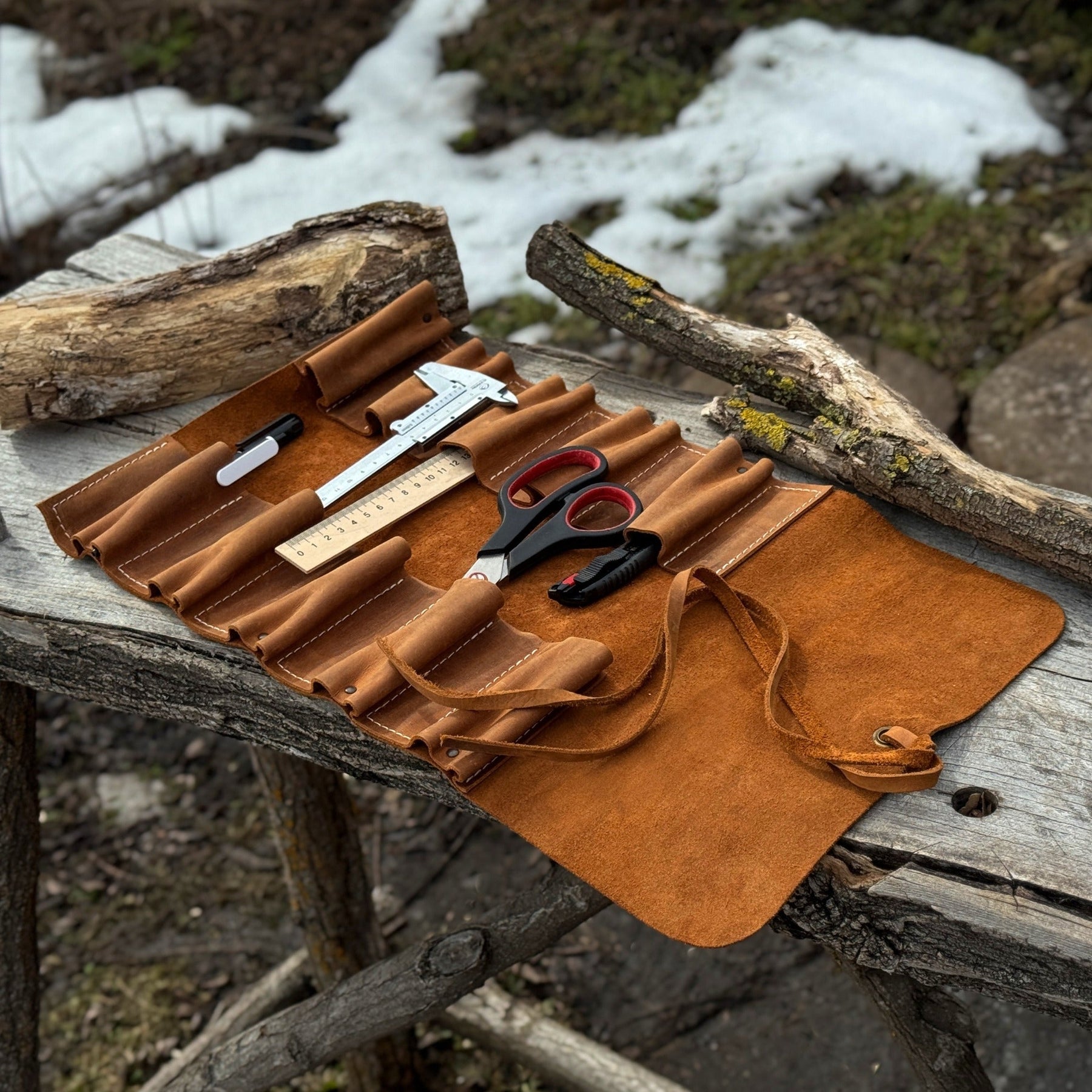 10 Pocket Leather Tool Roll