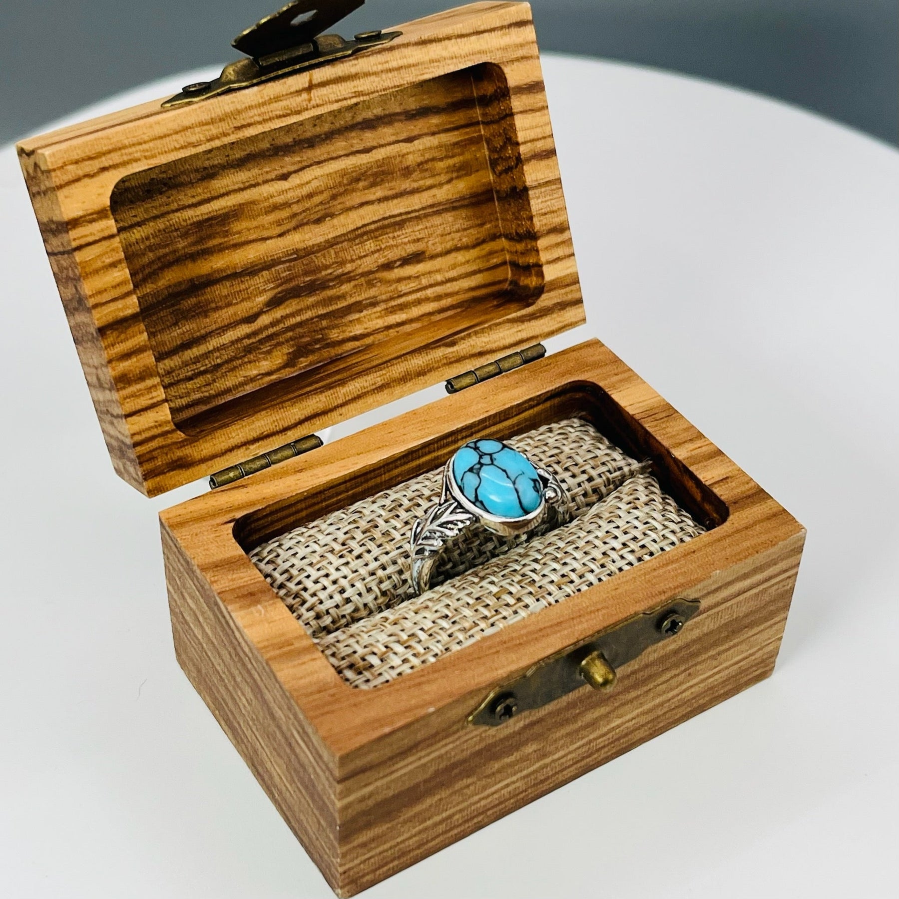 Blue Willow Turquoise Tru-Stone & Sterling Silver Memorial Ring