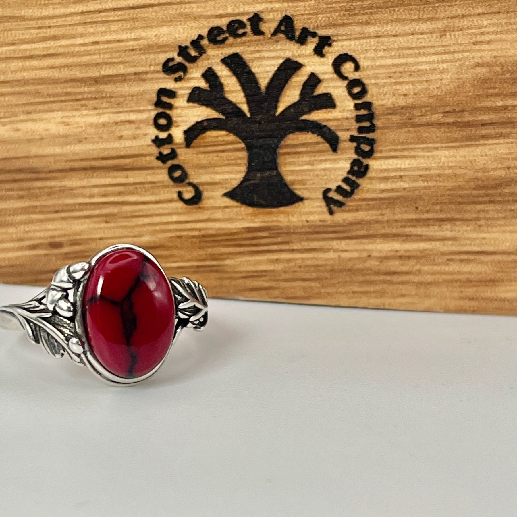 Red Jasper Weeping Willow - Tru-Stone Memorial Ring