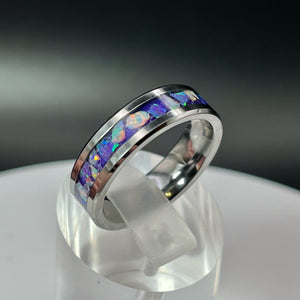 Purple Pearl Opal Ring - Custom Wedding Band