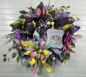 Flower Market Spring Wreath | Wildflowers & Butterfly by Bouge Creations, view 5