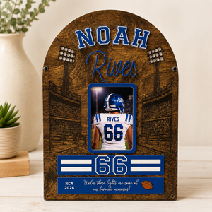 Personalized Football Keepsake Frame with Optional Lighted Stadium Scene, Custom Sport Display, Senior Night Gift