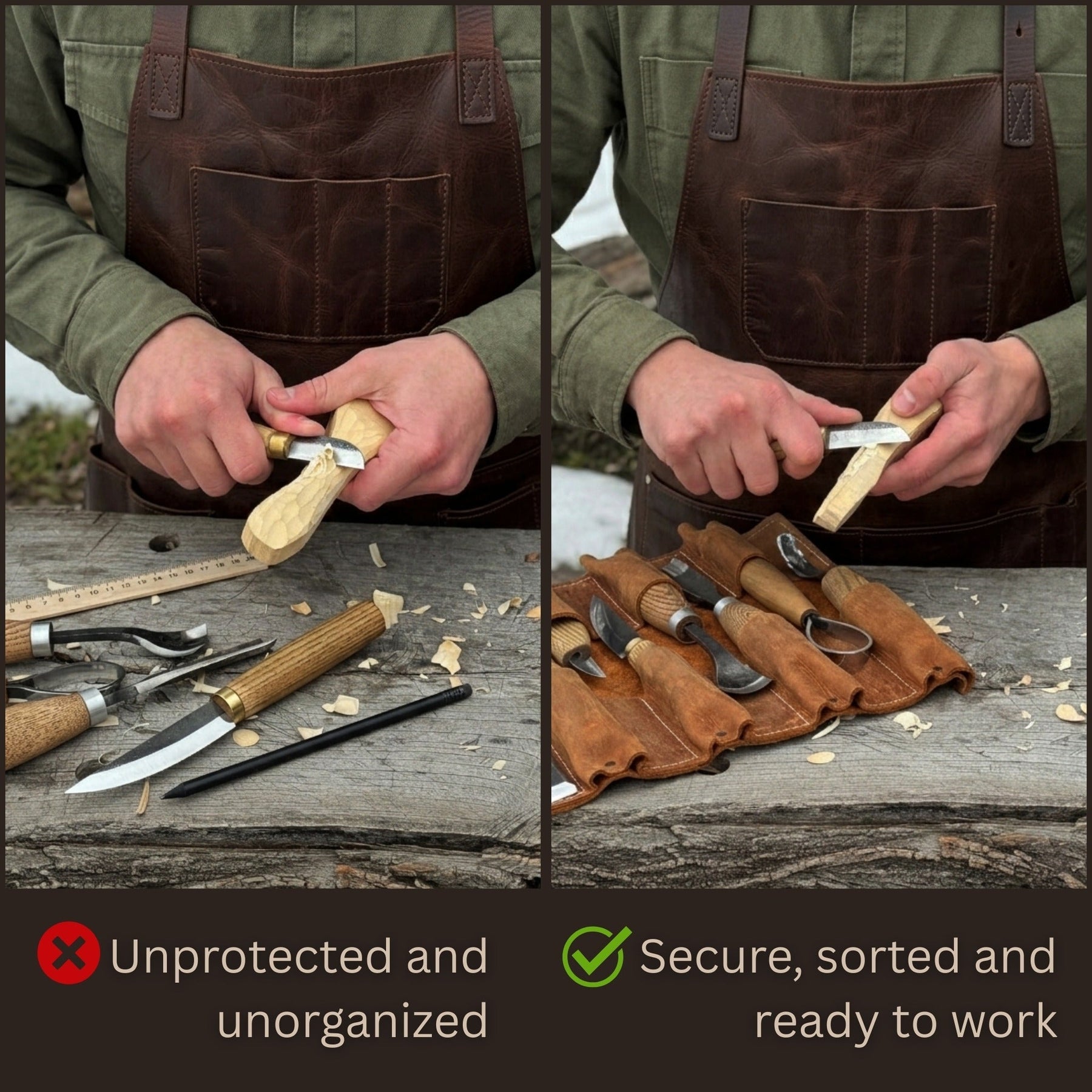 15 Pocket Leather Tool Roll