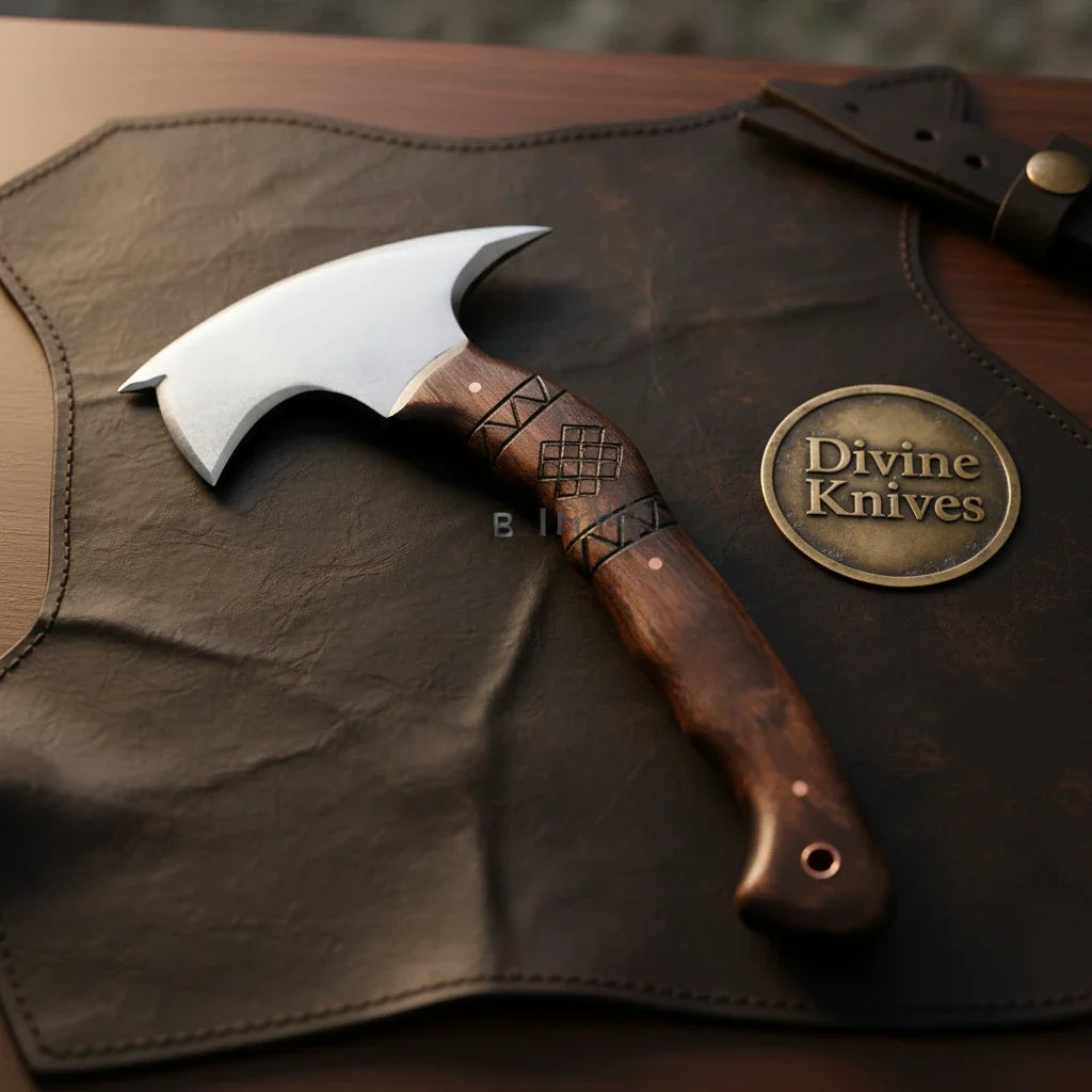 Carved Wood Ogun Tomahawk Hatchet by Divine Knives