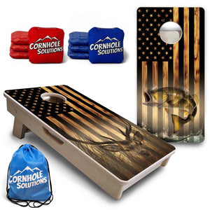 Hidden Deer & Fish Flag - Mini or Vacation Size Cornhole Boards Cornhole Solutions