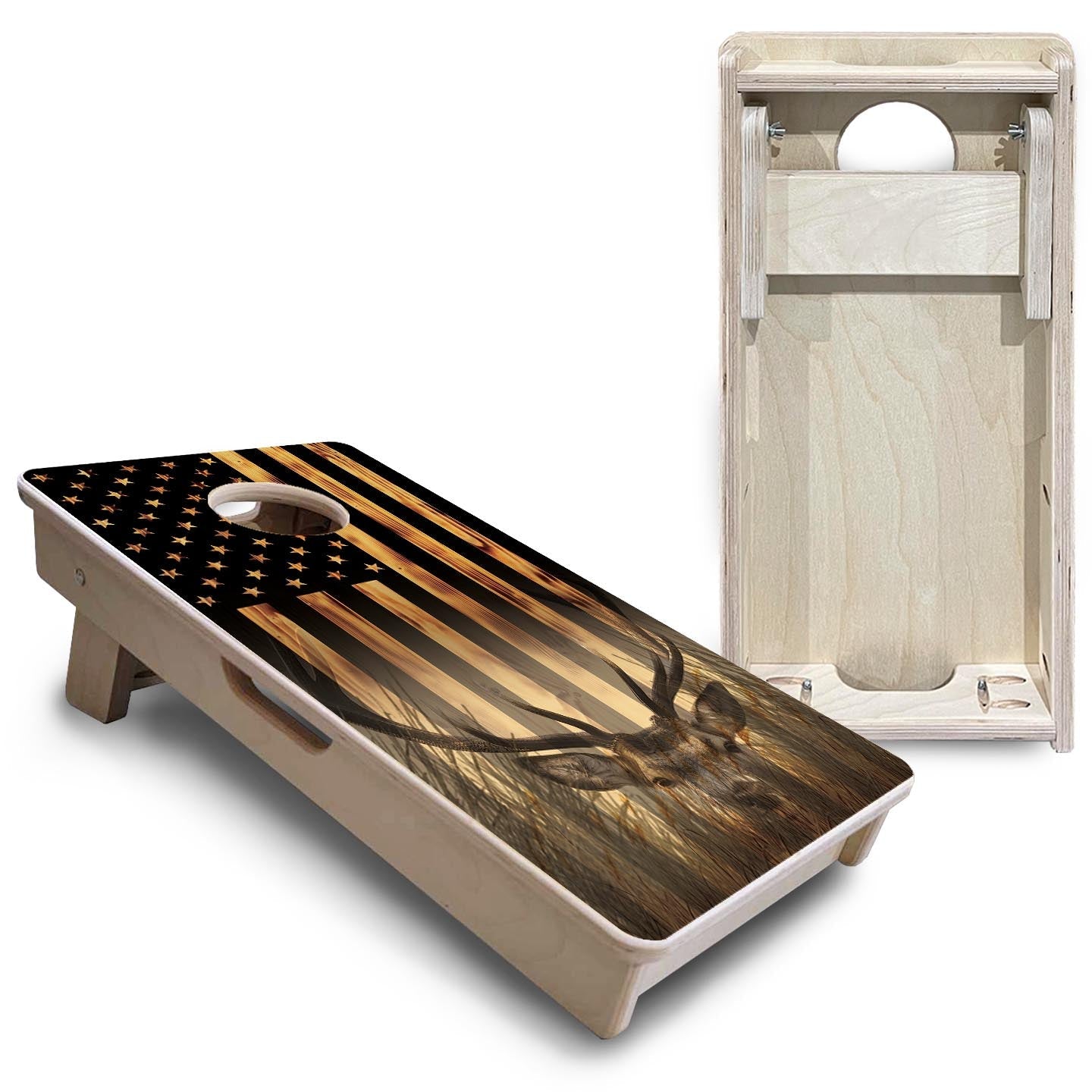Hidden Deer & Fish Flag - Mini or Vacation Size Cornhole Boards Cornhole Solutions