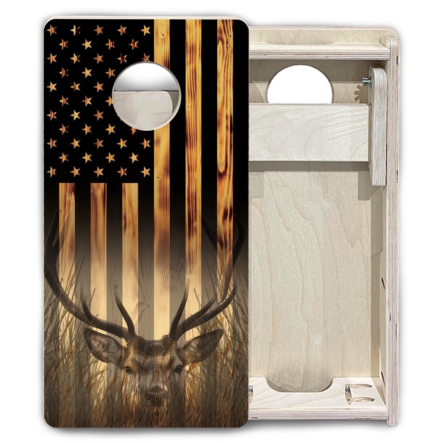 Hidden Deer & Fish Flag - Mini or Vacation Size Cornhole Boards Cornhole Solutions