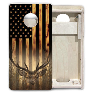 Hidden Deer & Fish Flag - Mini or Vacation Size Cornhole Boards Cornhole Solutions