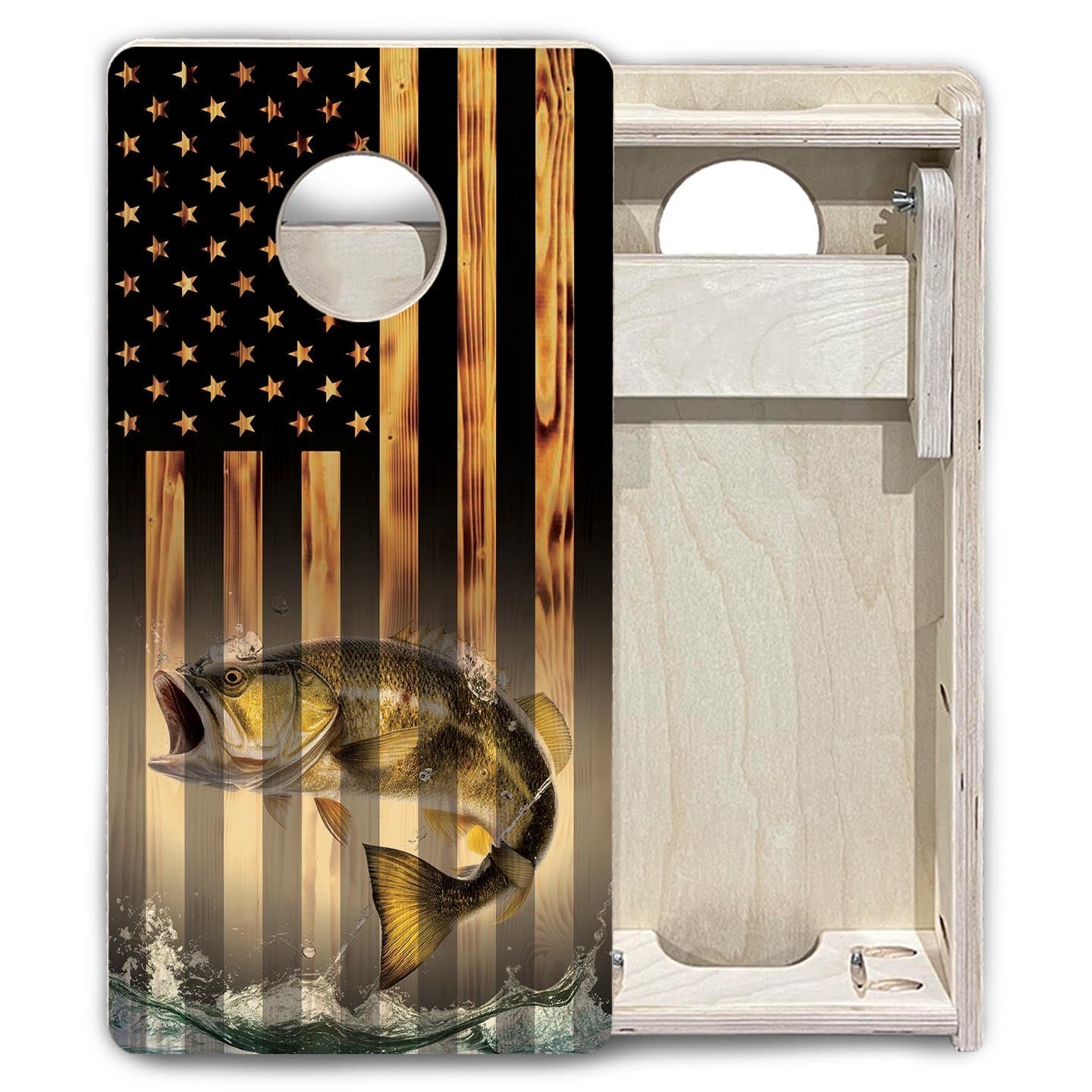 Hidden Deer & Fish Flag - Mini or Vacation Size Cornhole Boards Cornhole Solutions