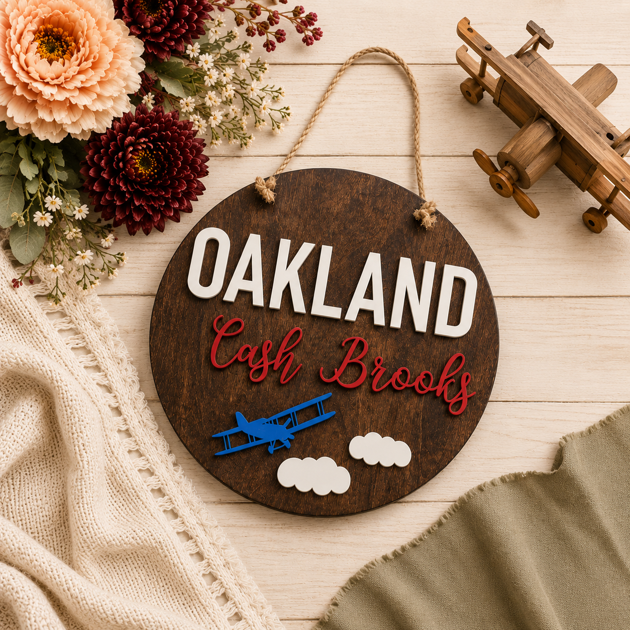 Custom Airplane Baby Name Sign