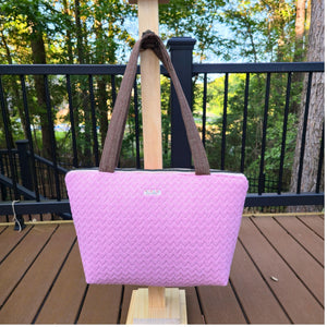 Large Pink Diaper Bag Tote, Handmade Baby Bag with Pockets, Teddy Bear Nursery Bag, Baby Shower Gift