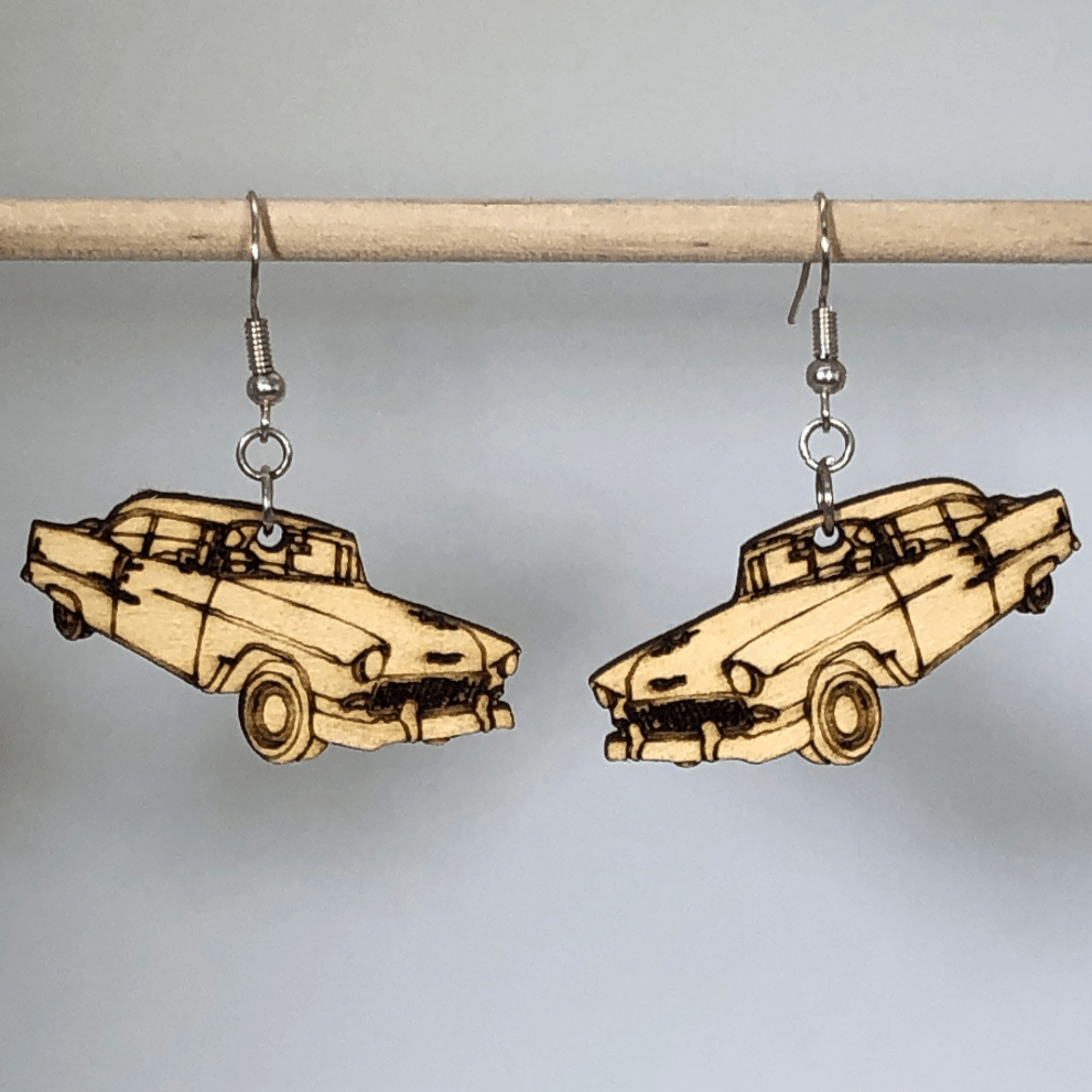 1955 Chevy Car Wooden Dangle Earrings | Classic Car Jewelry