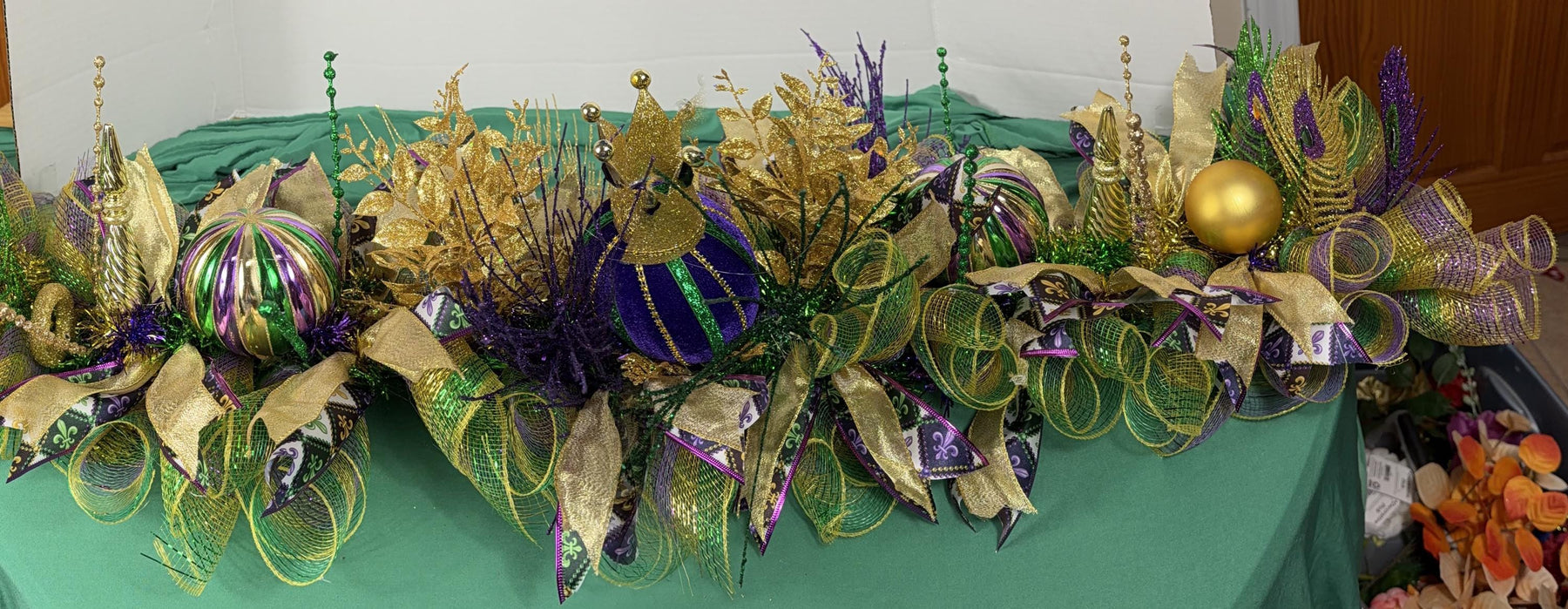 Mardi Gras Garland | Purple, Green & Gold Mantel Decor by Bouge Creations, view 2
