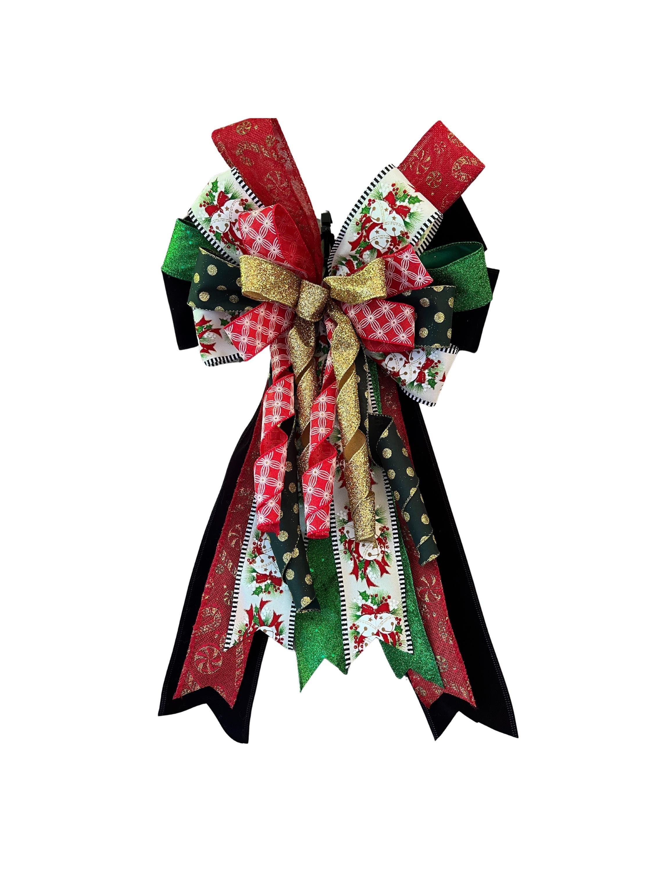 Red & Green Plaid Christmas Bow | Wreath Decor handmade by Bouge Creations