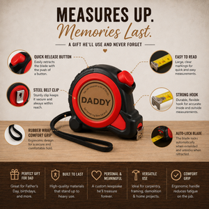 Personalized Tape Measure Gift for Dad, Custom Father’s Day Tool Gift