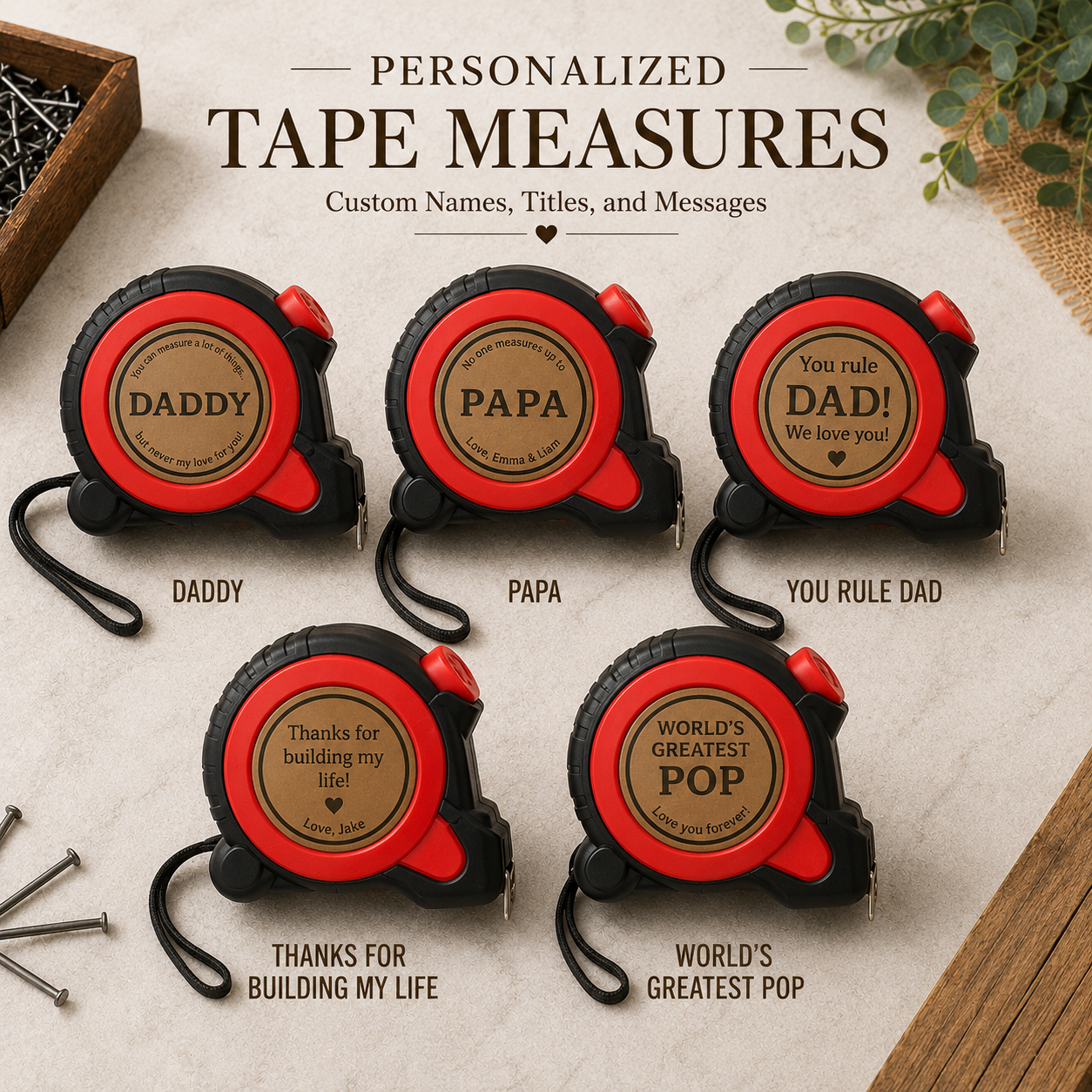 Personalized Tape Measure Gift for Dad, Custom Father’s Day Tool Gift