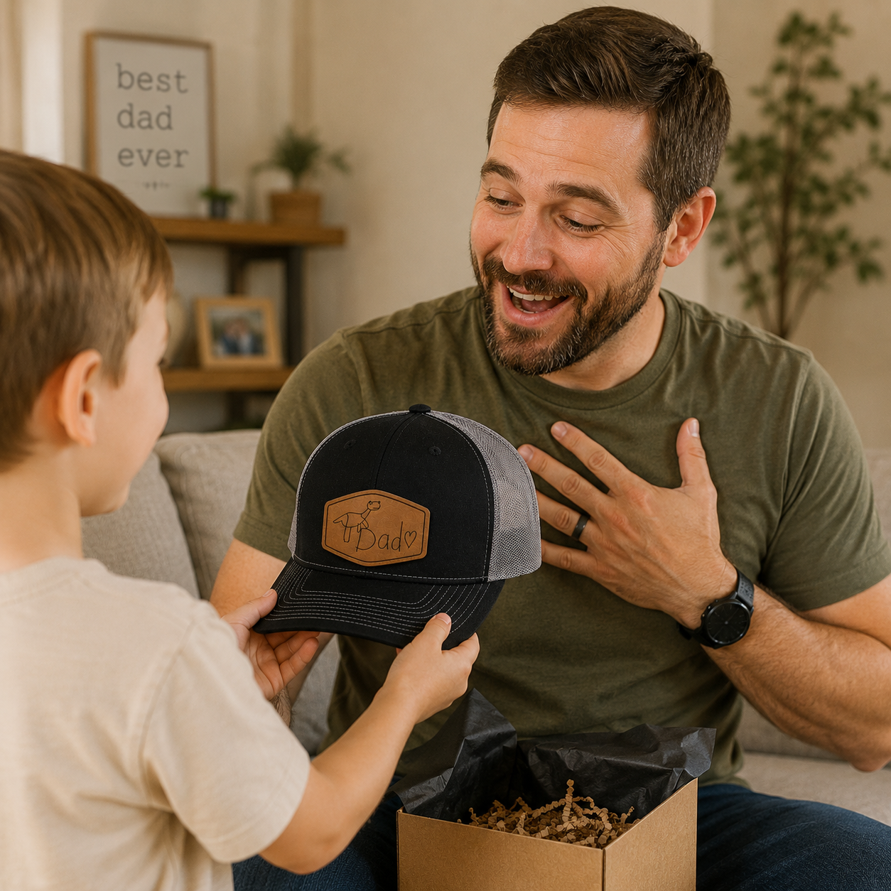 Kids Handwriting Hat Patch, Child Drawing Engraved Hat Gift