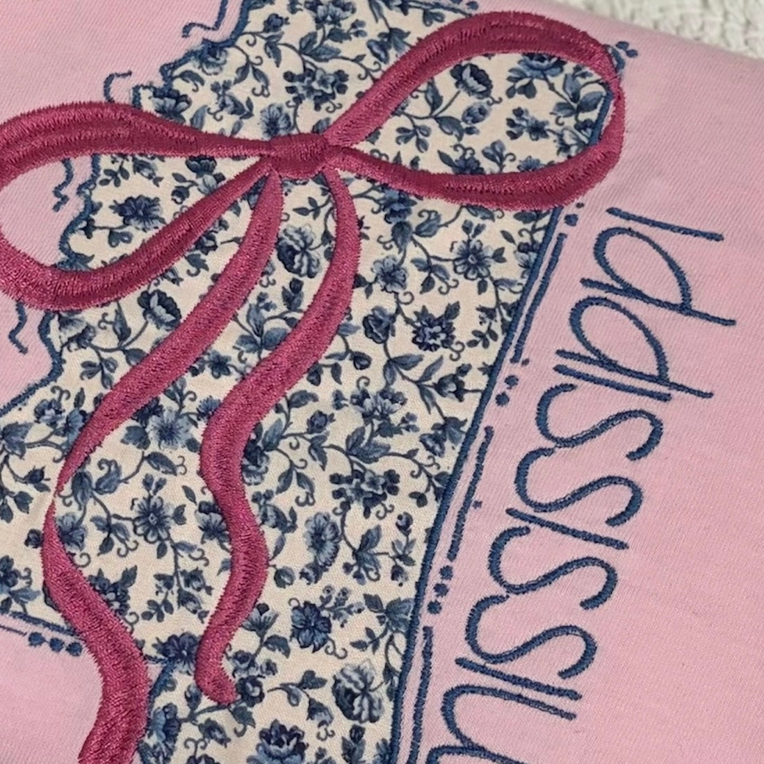 Floral Mississippi Applique Coquette Bow Tee