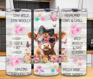 "Sassy Classy & A Bit Grassy" 20oz Cow Tumbler