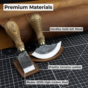 2-Piece Rounded and Straight Leather Knife Set