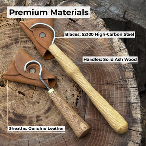 2-Piece Spoon Carving Hook Knife Set