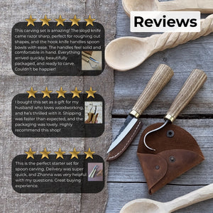 2-Piece Spoon Carving Knife Set with Leather Sheaths