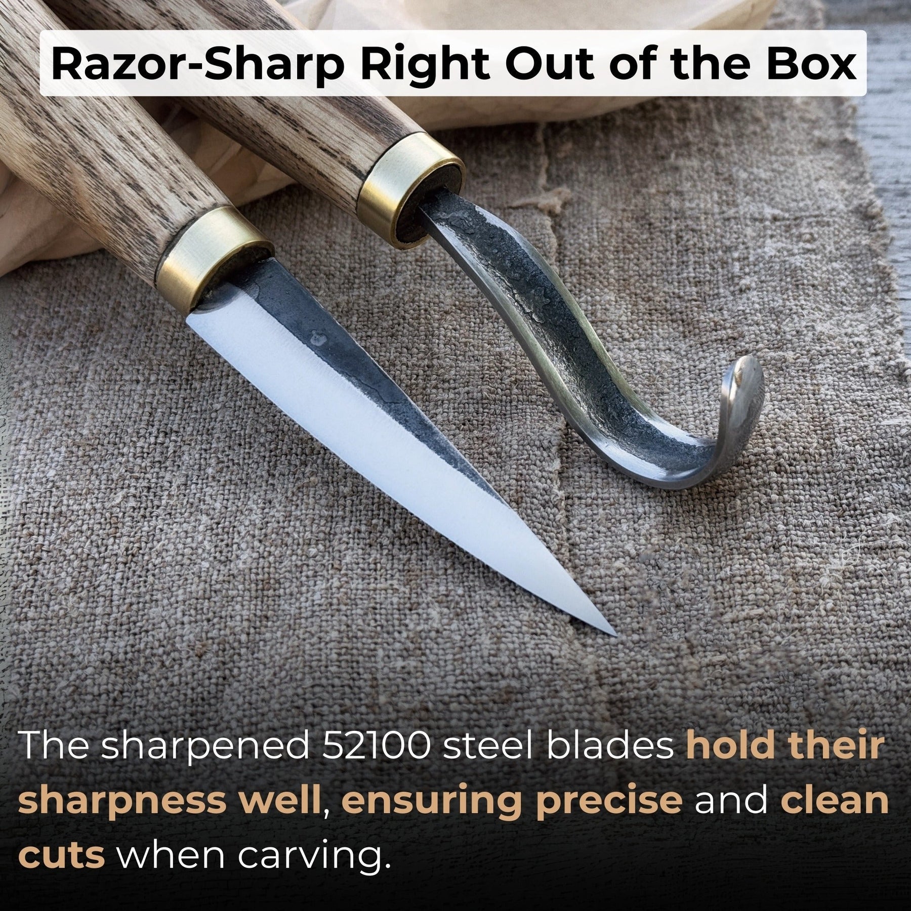 2-Piece Spoon Carving Knife Set with Leather Sheaths