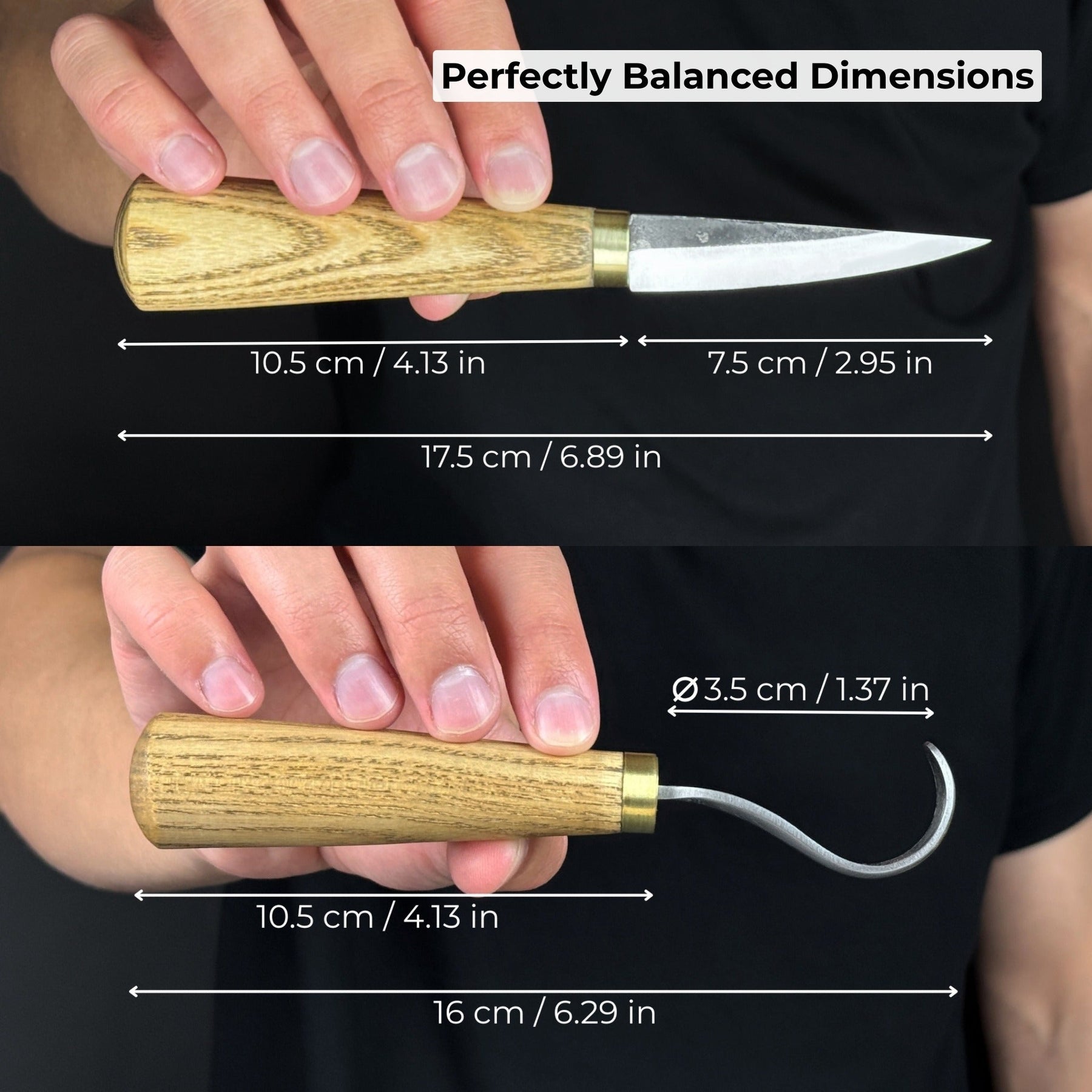 2-Piece Spoon Carving Knife Set with Leather Sheaths