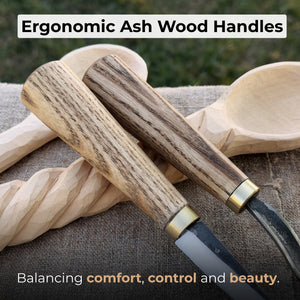 2-Piece Spoon Carving Knife Set with Leather Sheaths