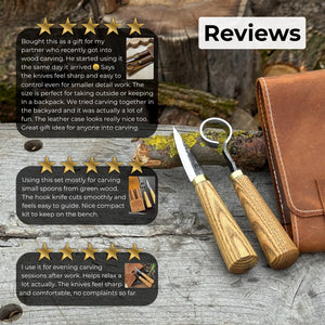 2-Piece Spoon Carving Tool Set with Leather Case