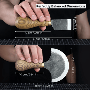 2-Piece Straight and Round (Half Moon) Leather Knife Set