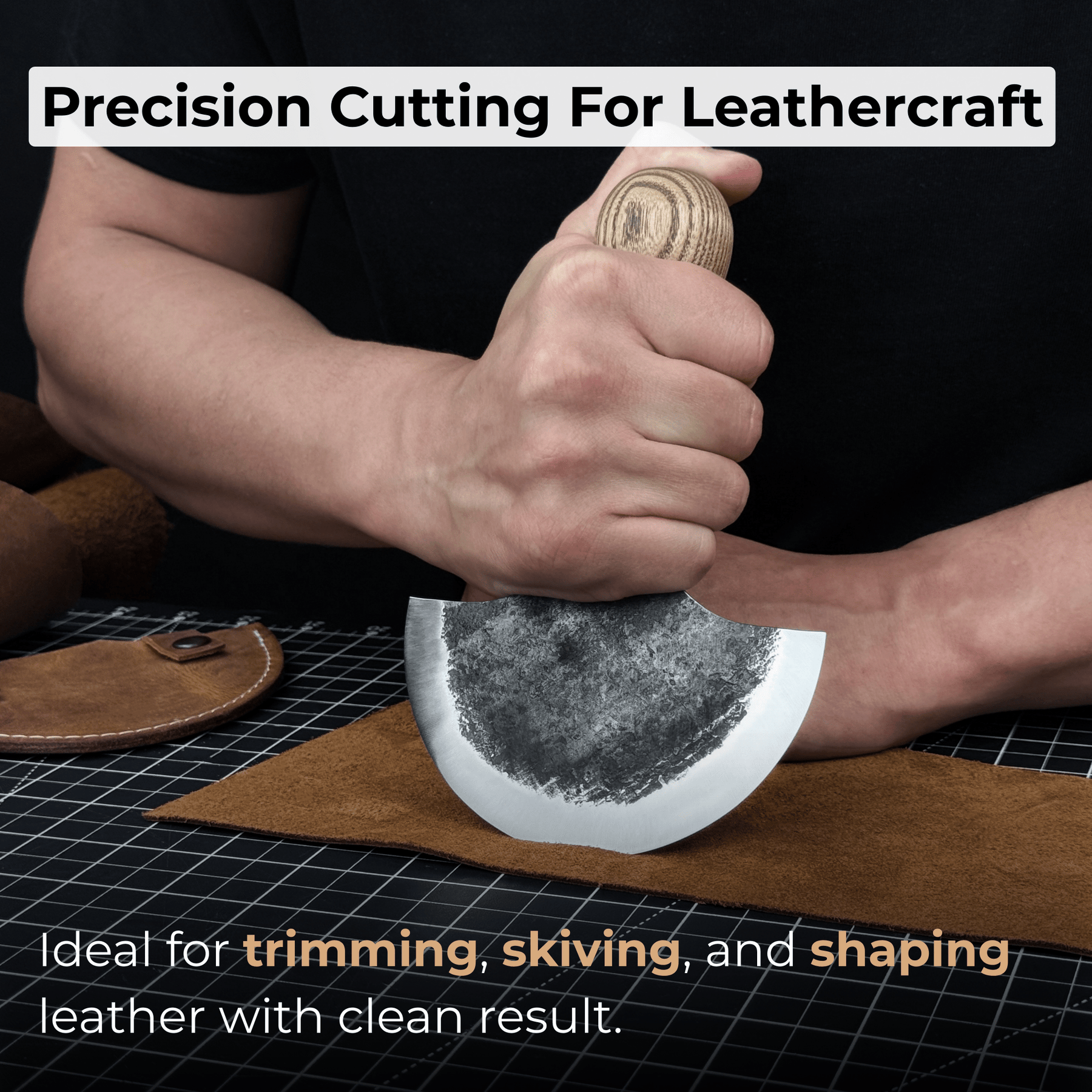 2-Piece Straight and Round (Half Moon) Leather Knife Set