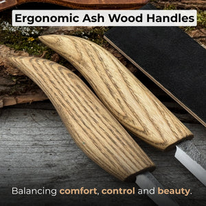 2-Piece Wood Carving Knife Set with Leather Strop and Case