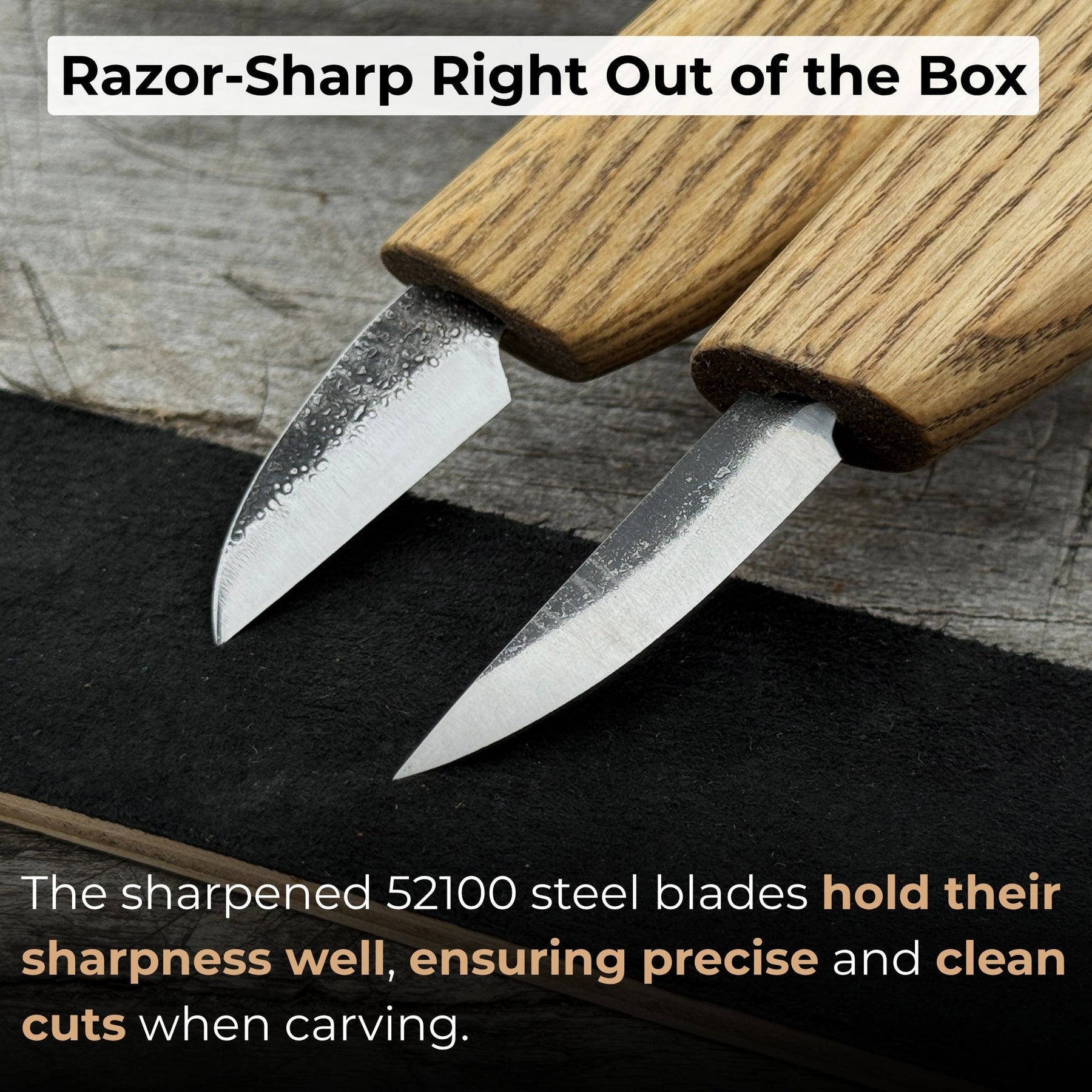 2-Piece Wood Carving Knife Set with Leather Strop and Case