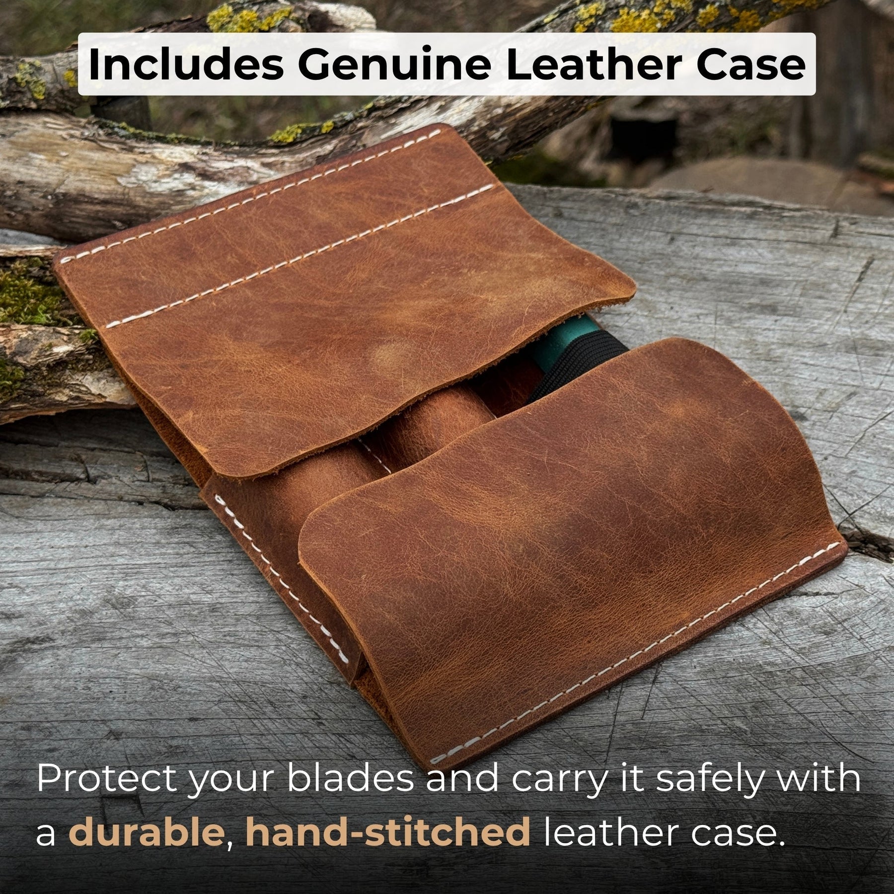 2-Piece Wood Carving Knife Set with Leather Strop and Case