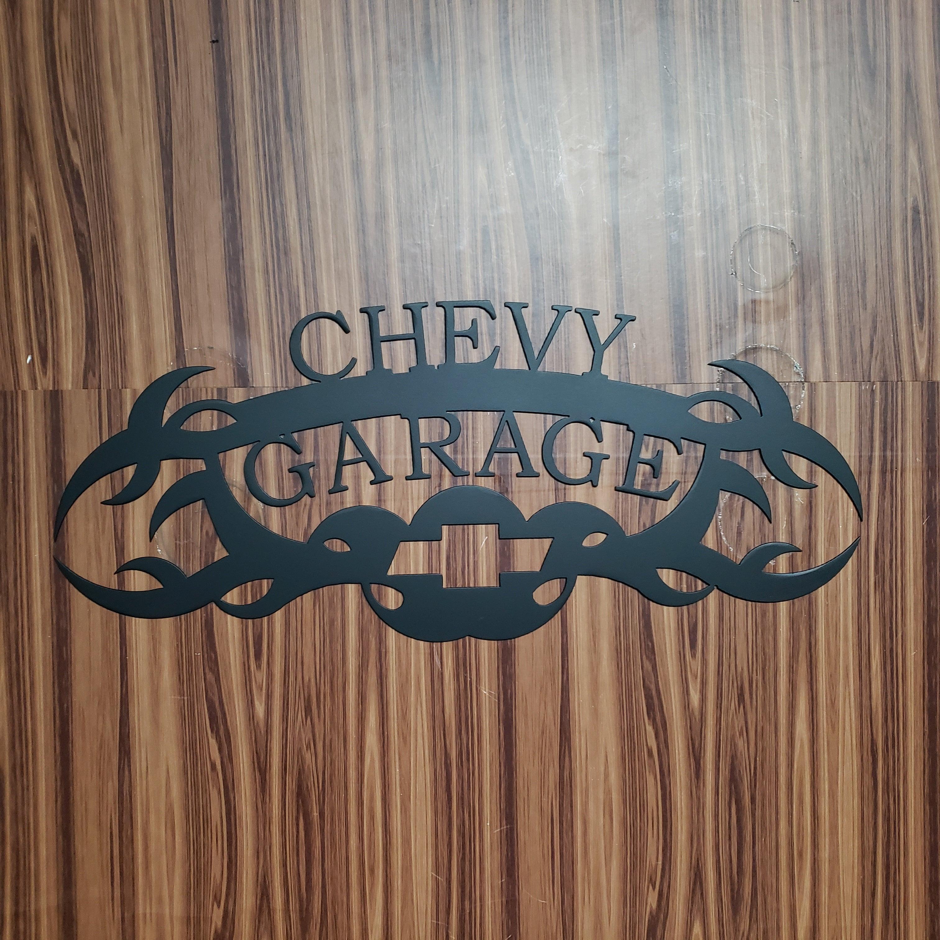Chevy Garage Metal Sign – Custom Plasma Cut Steel Wall Decor for Garage, Shop, or Mancave