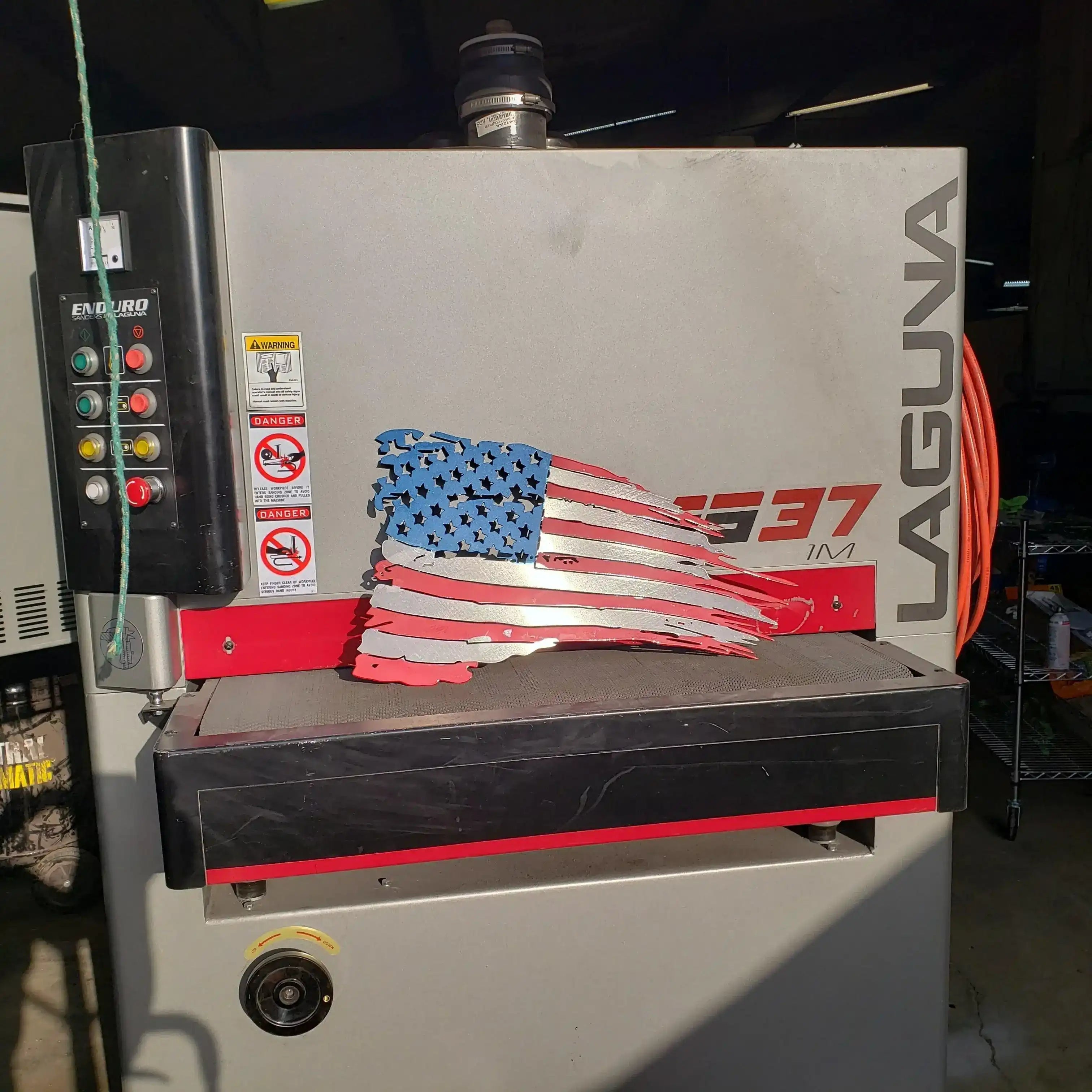 Tattered American Flag Metal Wall Art – Plasma Cut 24"x14" – Patriotic Decor – Color or Heat Treated Finish
