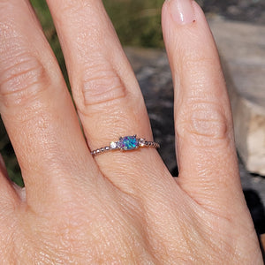 Stackable Memory Opal Ring Made w/ Cremation Ash, Dirt, Hair, or Sand