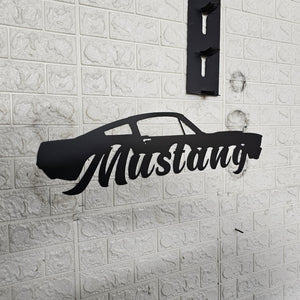 Classic Mustang Fastback Metal Wall Art – Plasma Cut Steel Garage Decor – Retro Car Gift for Mancave, Office, or Bar 20"x6"