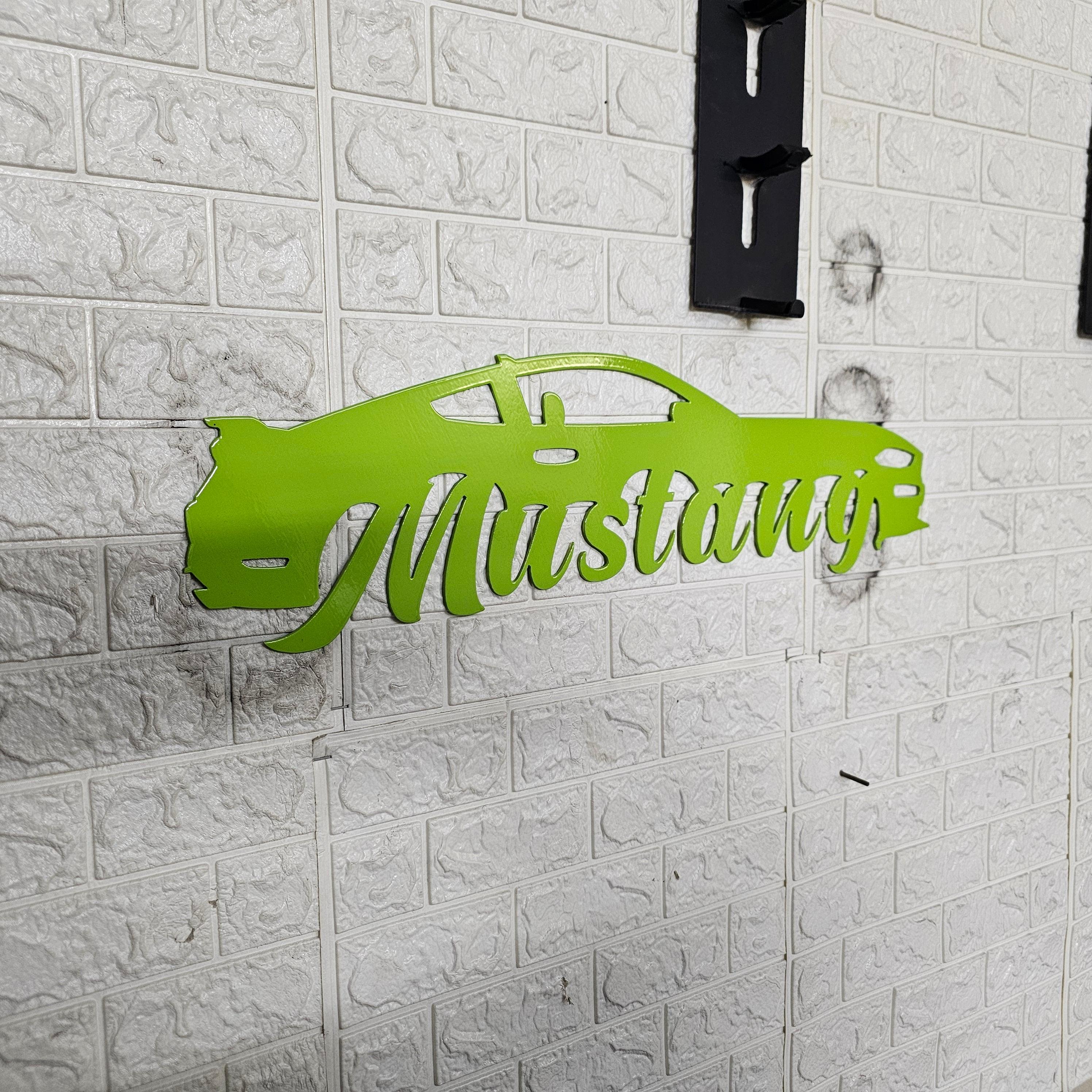 6th Gen Mustang Metal Wall Art – Plasma Cut Steel Decor for Garage, Mancave, or Office – Custom Color Car Gift 20"x6"