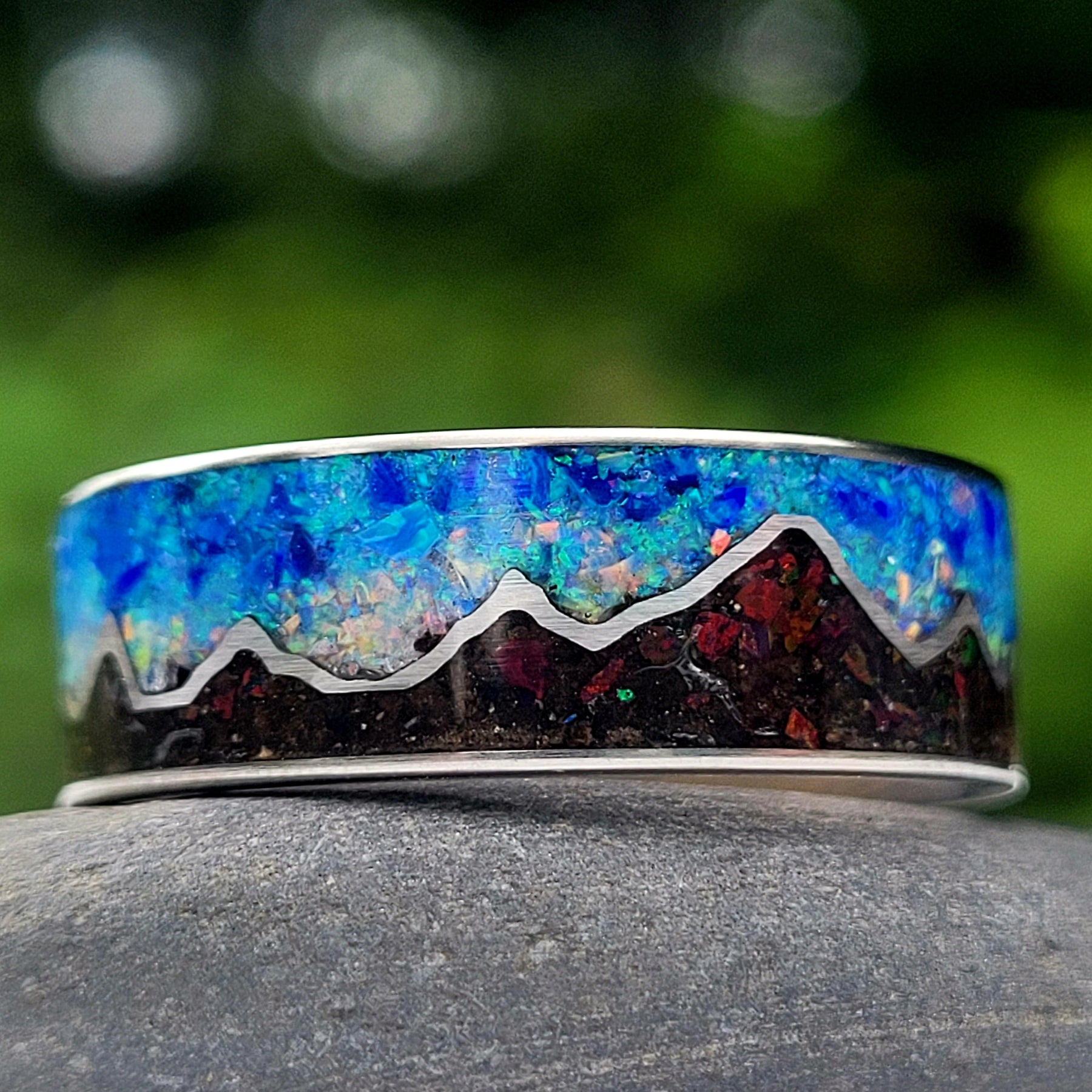 Keepsake Memory Ring "Mountains On My Mind" Titanium Band