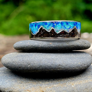 Keepsake Memory Ring "Mountains On My Mind" Titanium Band