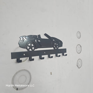 Porsche 911 Convertible Key Hanger – Steel Wall Mounted Key Rack – Sport Car Organizer 12"x6" Garage Entryway Decor
