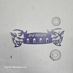 Dodge Demon Muscle Car Key Hanger – Steel Wall Mounted 4-Hook Key Rack – Garage Organizer 12"x4"