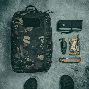24 Hour Backpack 500D Cordura nylon with knife, notebook, and marker.